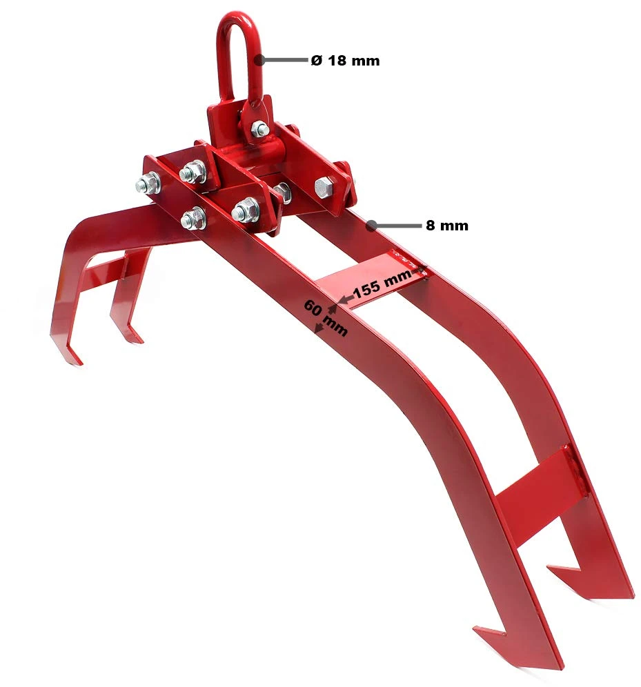 Wiltec rąstų kėlimo žnyplės su 4 spaustuvais, 850 mm atidarymu, 1500 kg, 51794