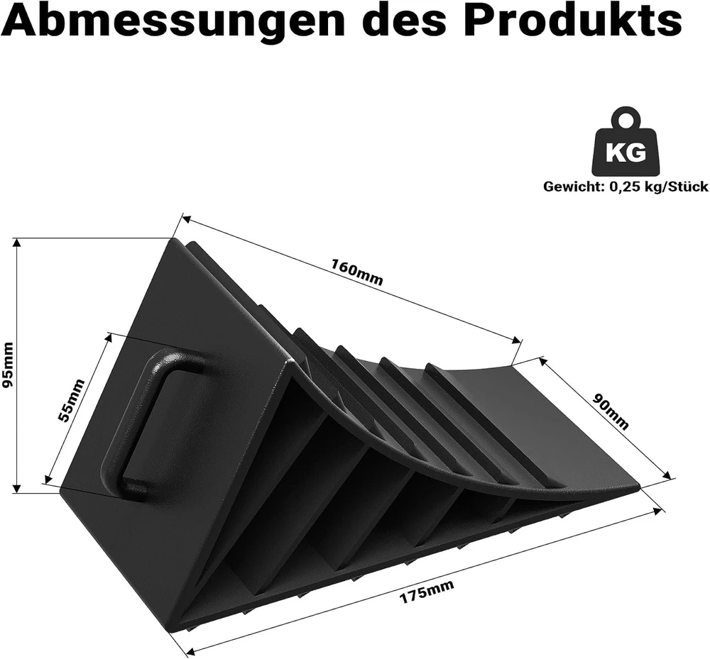 Wiltec ratų atraminiai pleištai automobiliui ir priekabai, HDPE, 2 vnt., iki 2 t, 65597