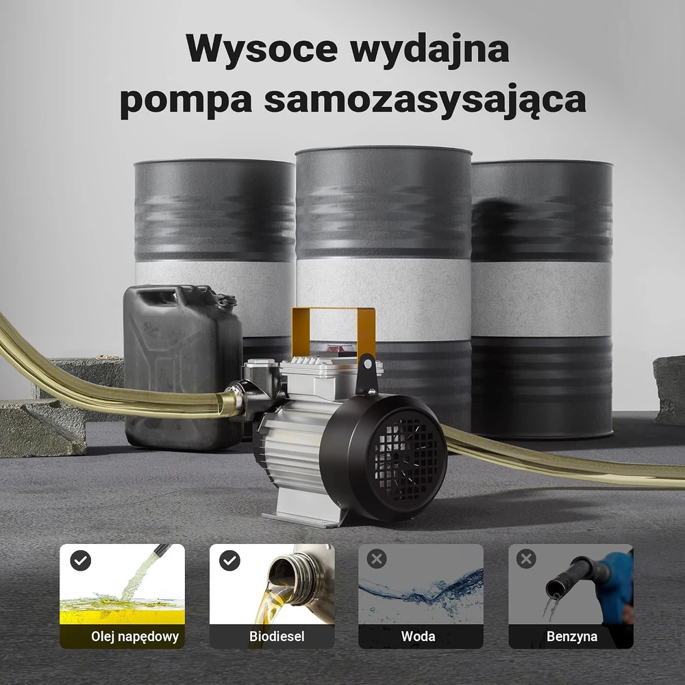 Wiltec savaime įsiurbiantis alyvos ir dyzelino siurblys 550 W, 20–60 l/min, 50591