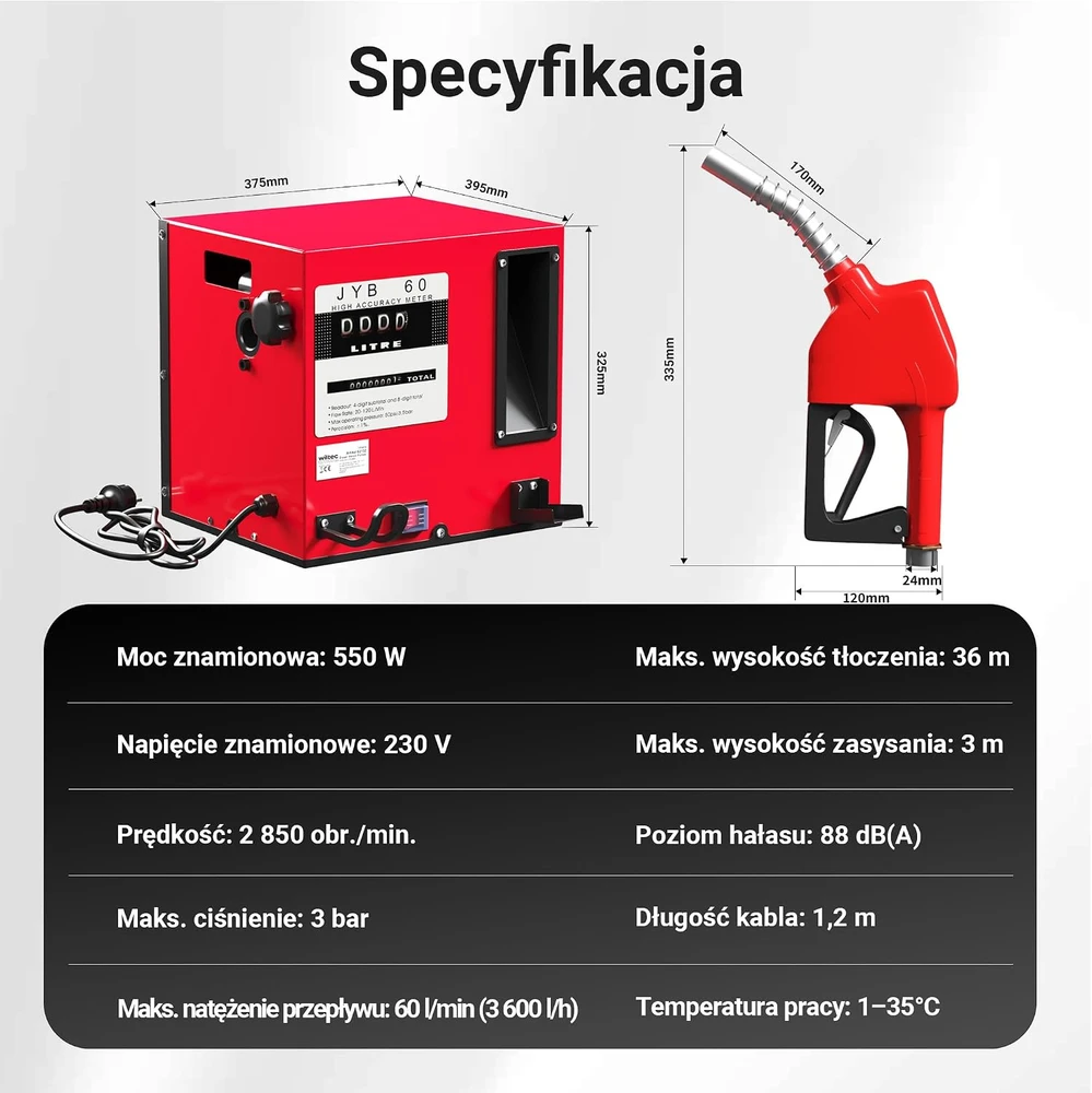 Wiltec savaiminio įsiurbimo kuro siurblys 550 W, 60 l/min, modelis 62132