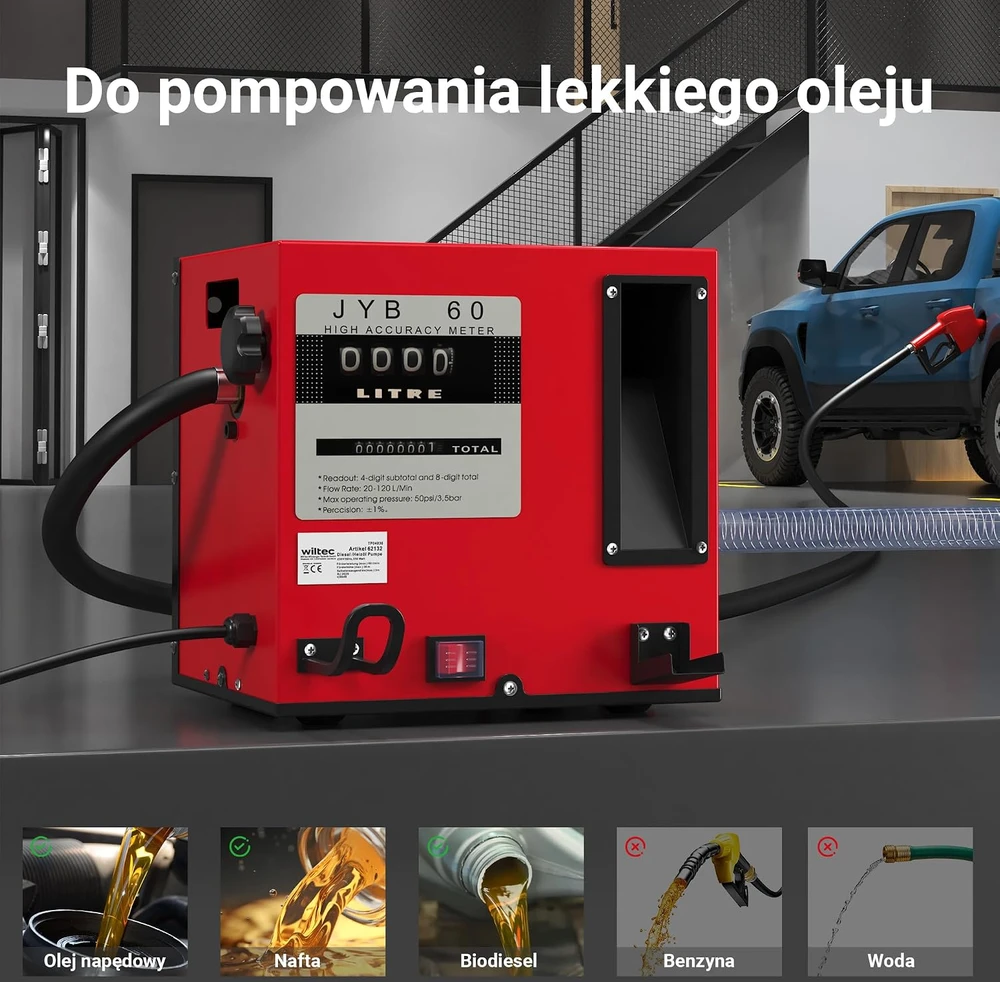 Wiltec savaiminio įsiurbimo kuro siurblys 550 W, 60 l/min, modelis 62132
