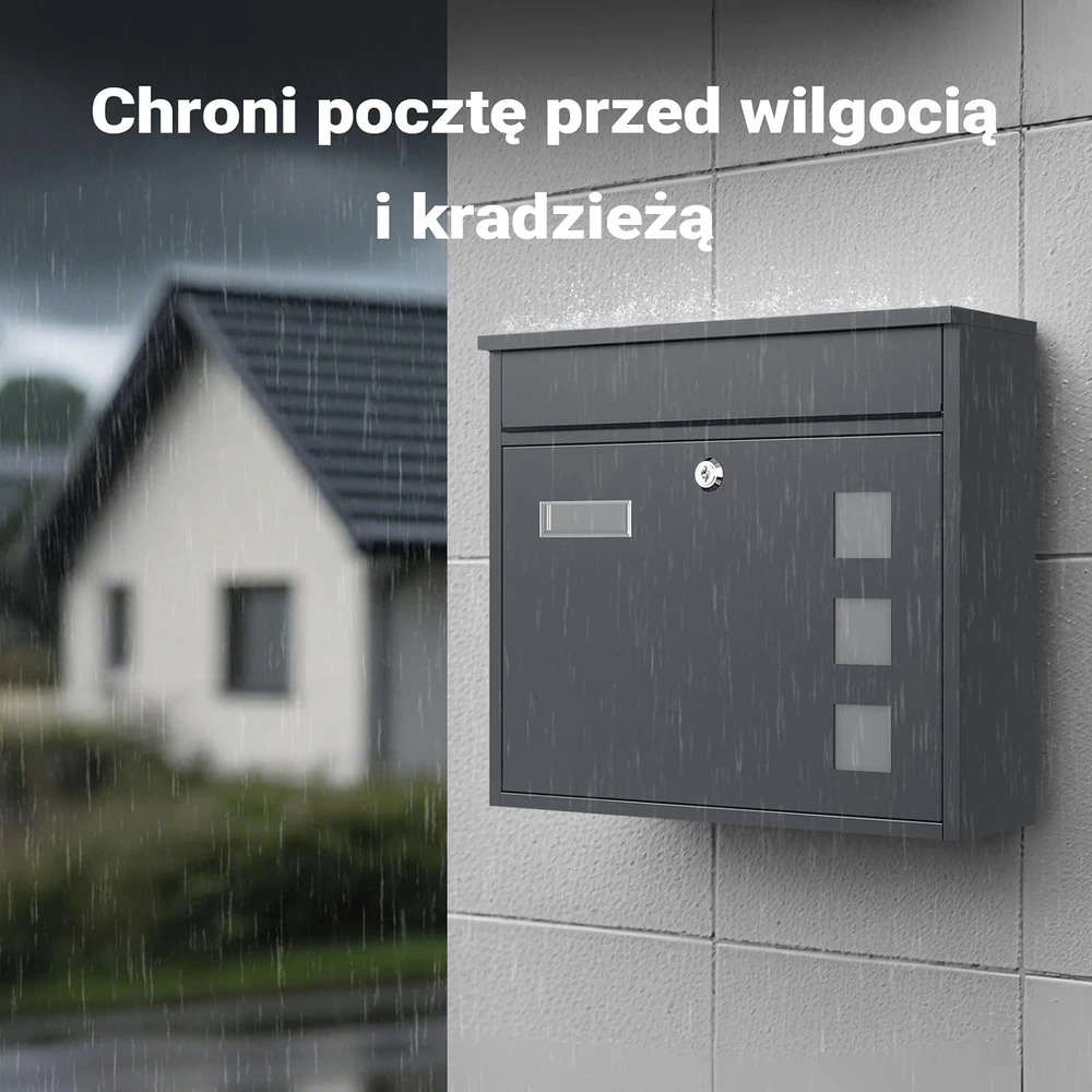 Wiltec sieninė pašto dėžutė iš cinkuoto plieno su užraktu ir akutėmis, 60137
