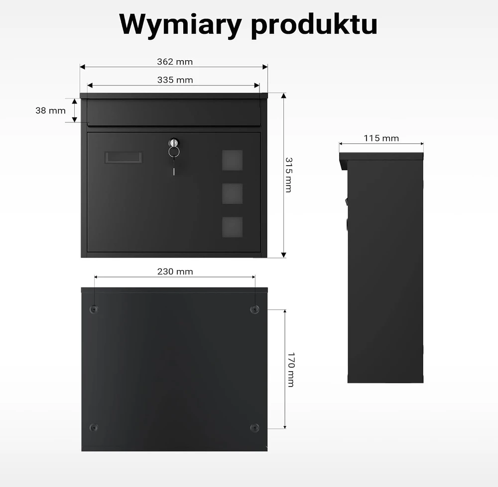 Wiltec sieninė pašto dėžutė V12 iš plieno su užraktu ir stebėjimo langeliu 60134