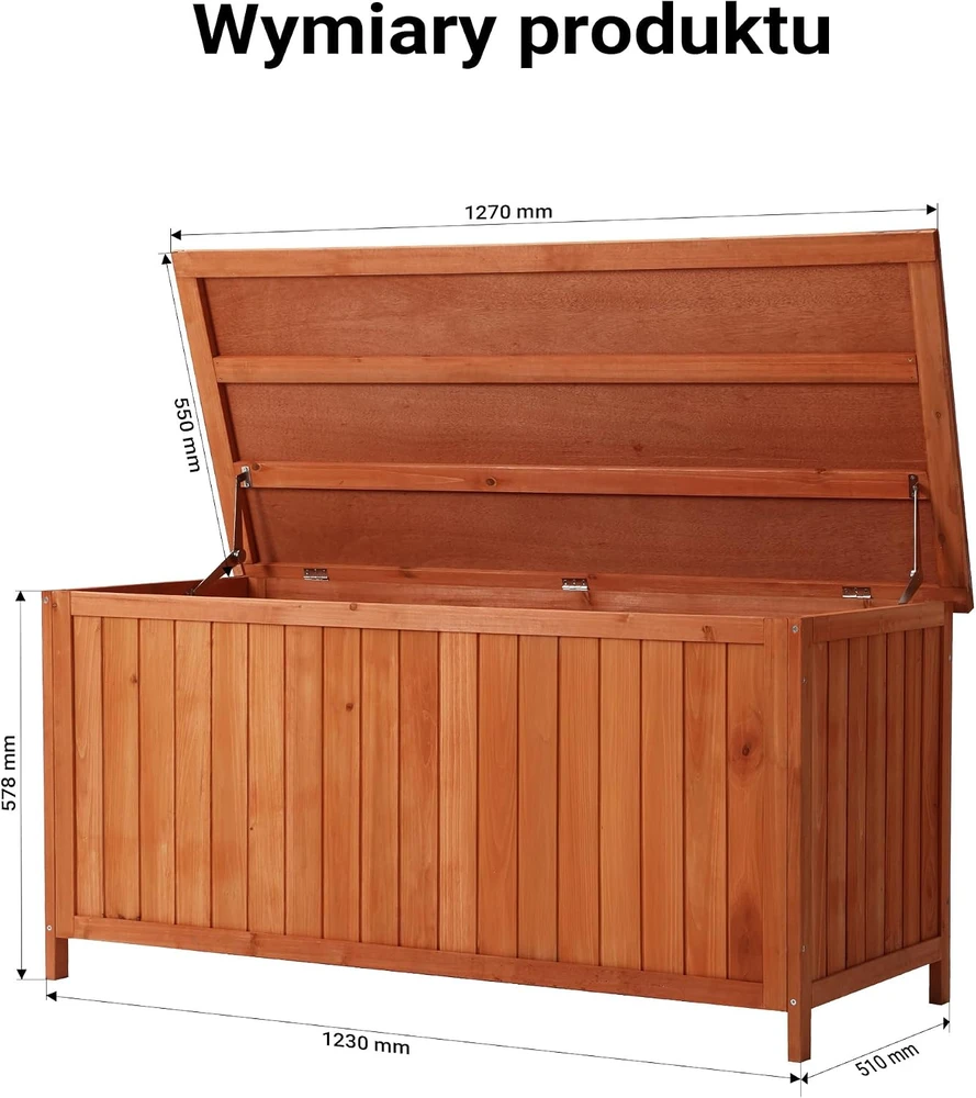 Wiltec sodo daiktadėžė iš eglės medienos su dangčiu 127 x 55 x 60 cm, 51870