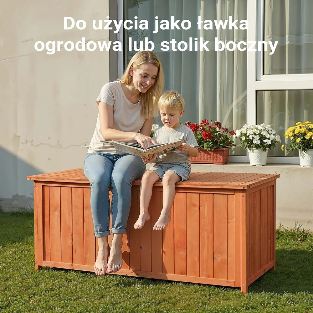 Wiltec sodo daiktadėžė iš eglės medienos su dangčiu 127 x 55 x 60 cm, 51870