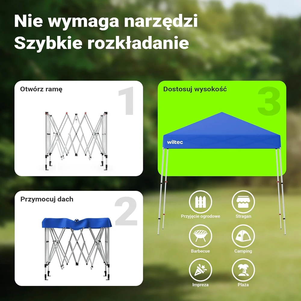 Wiltec sodo paviljonas 2,5 x 2,5 x 2,7 m, atsparus vandeniui, mėlynas, 64640