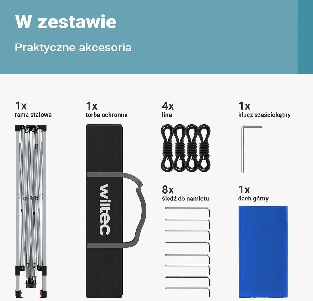 Wiltec sodo paviljonas 2,5 x 2,5 x 2,7 m, atsparus vandeniui, mėlynas, 64640