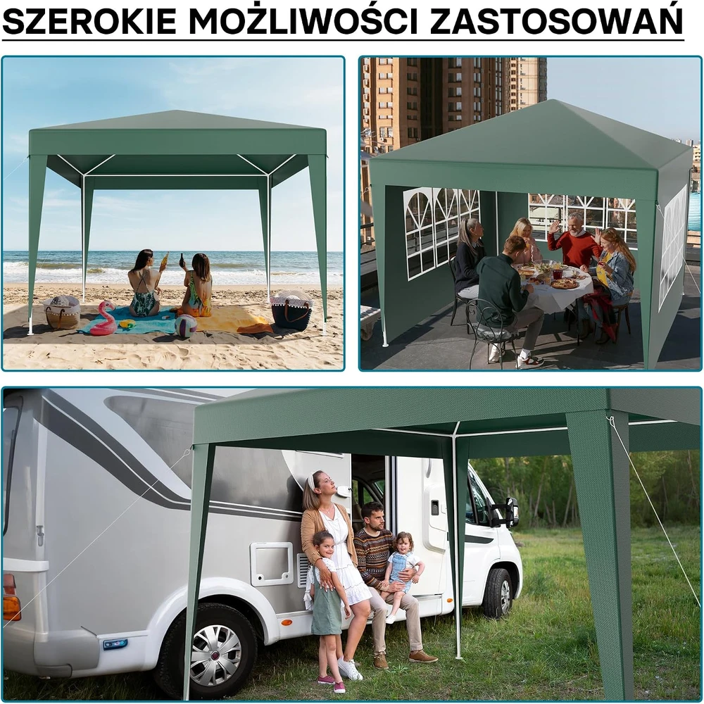 Wiltec sodo paviljonas 3 x 3 m su UV 50+ apsauga, nuimamomis sienelėmis ir langais 61801