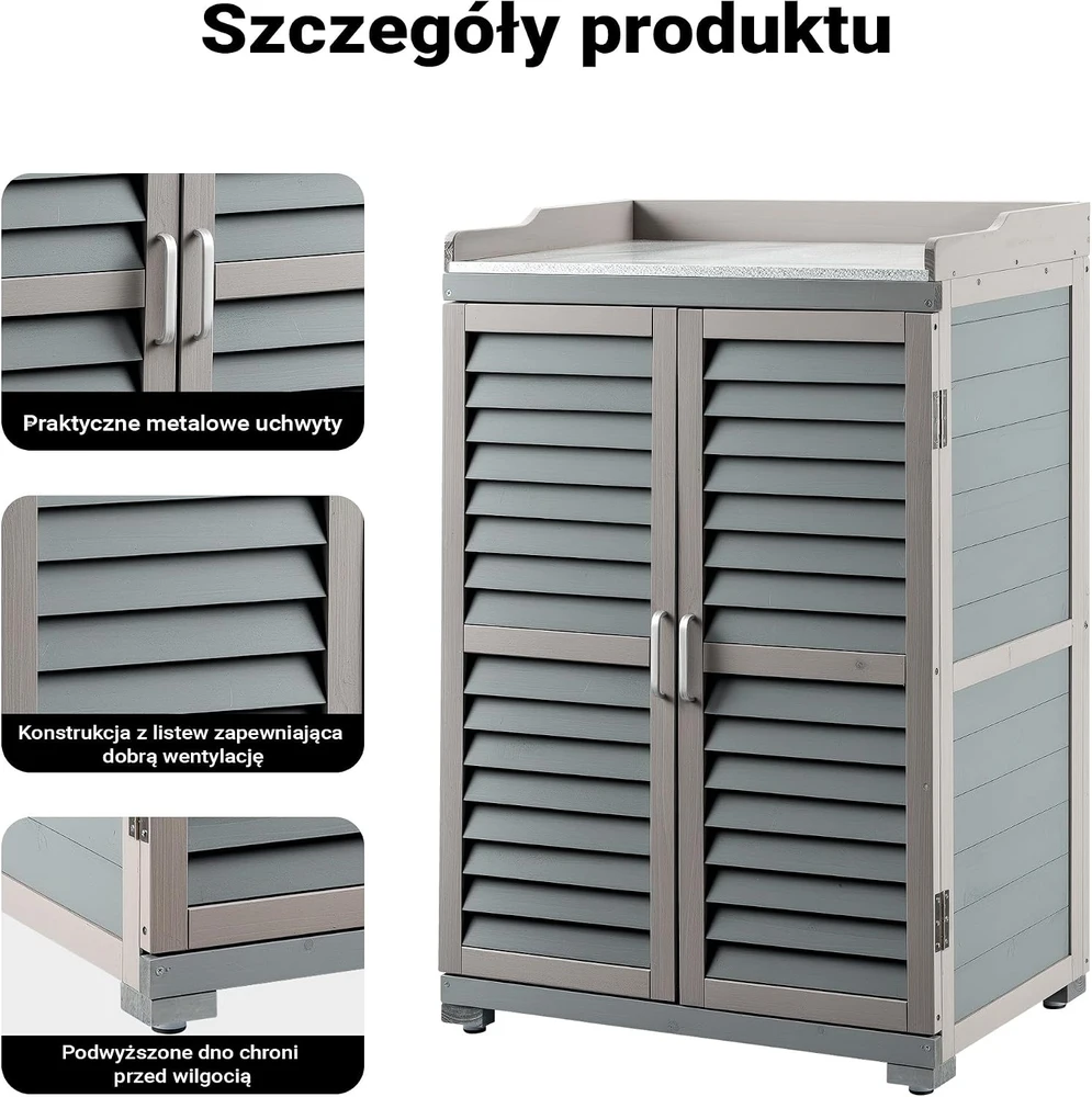Wiltec sodo sodinimo stalas su nerūdijančio plieno stalviršiu ir spintele 52415