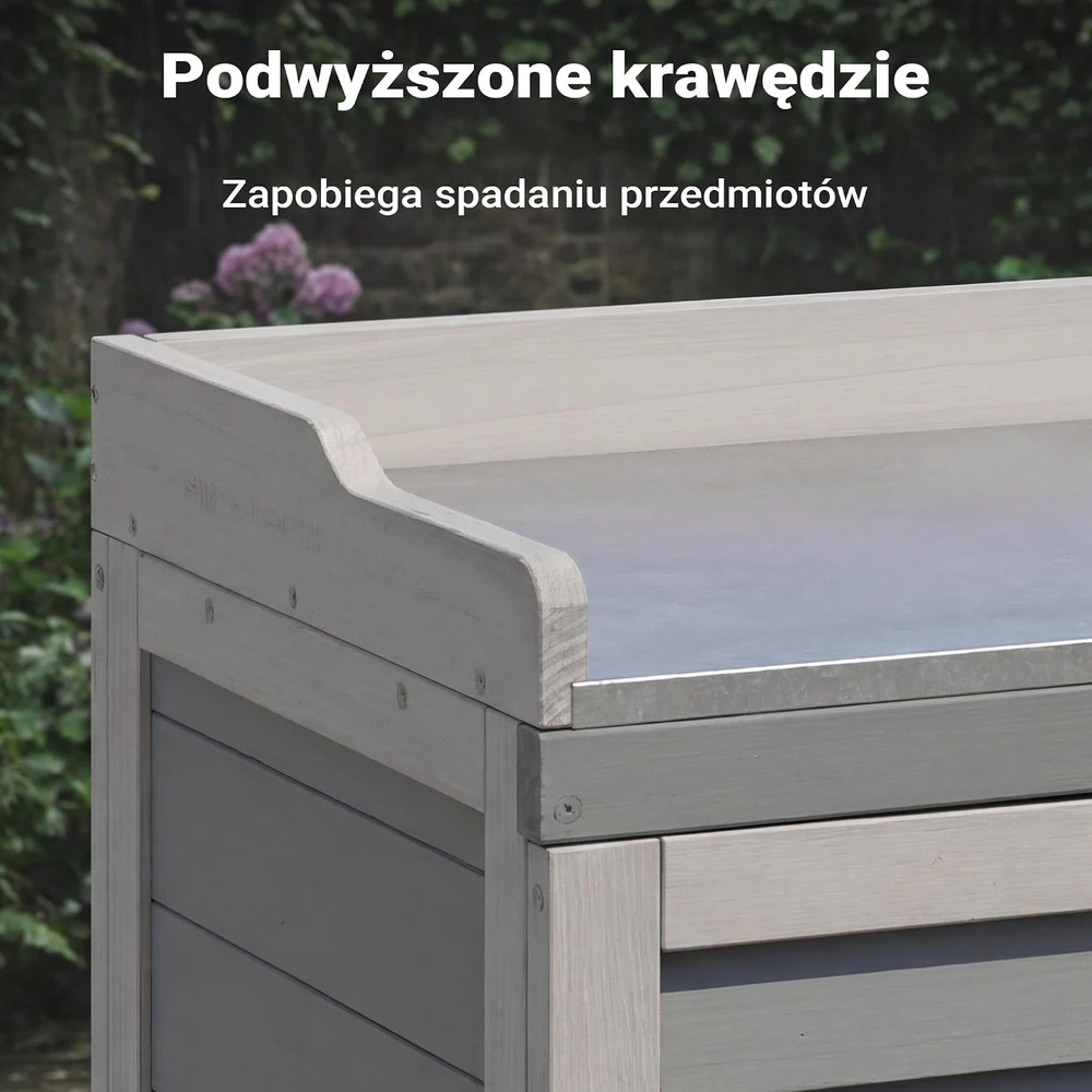 Wiltec sodo sodinimo stalas su nerūdijančio plieno stalviršiu ir spintele 52415