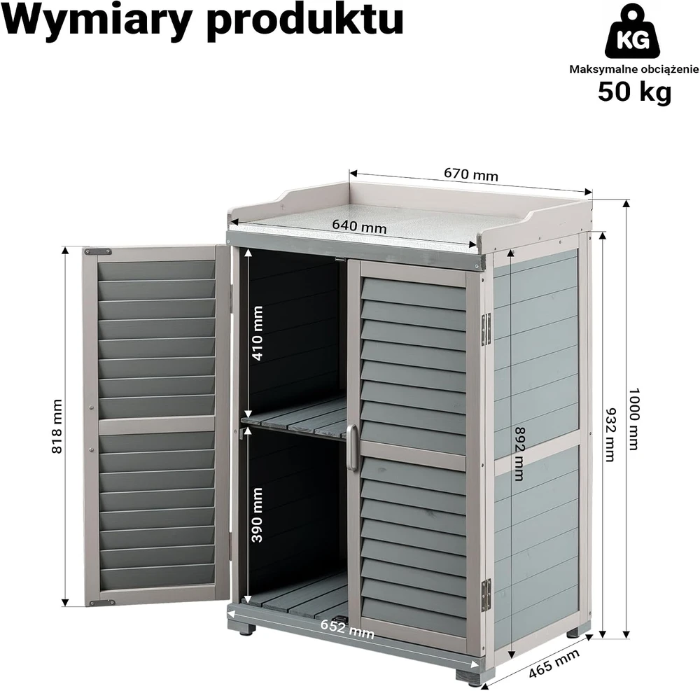 Wiltec sodo sodinimo stalas su nerūdijančio plieno stalviršiu ir spintele 52415