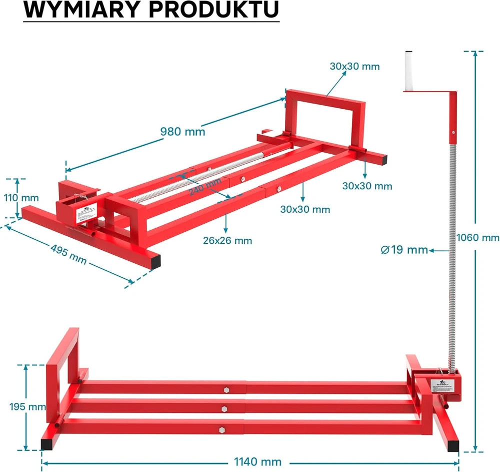 Wiltec šoninis traktoriuko ir sodo technikos keltuvas, plieno, pakeliamas iki 400 kg, reguliuojamas iki 35°, 50800