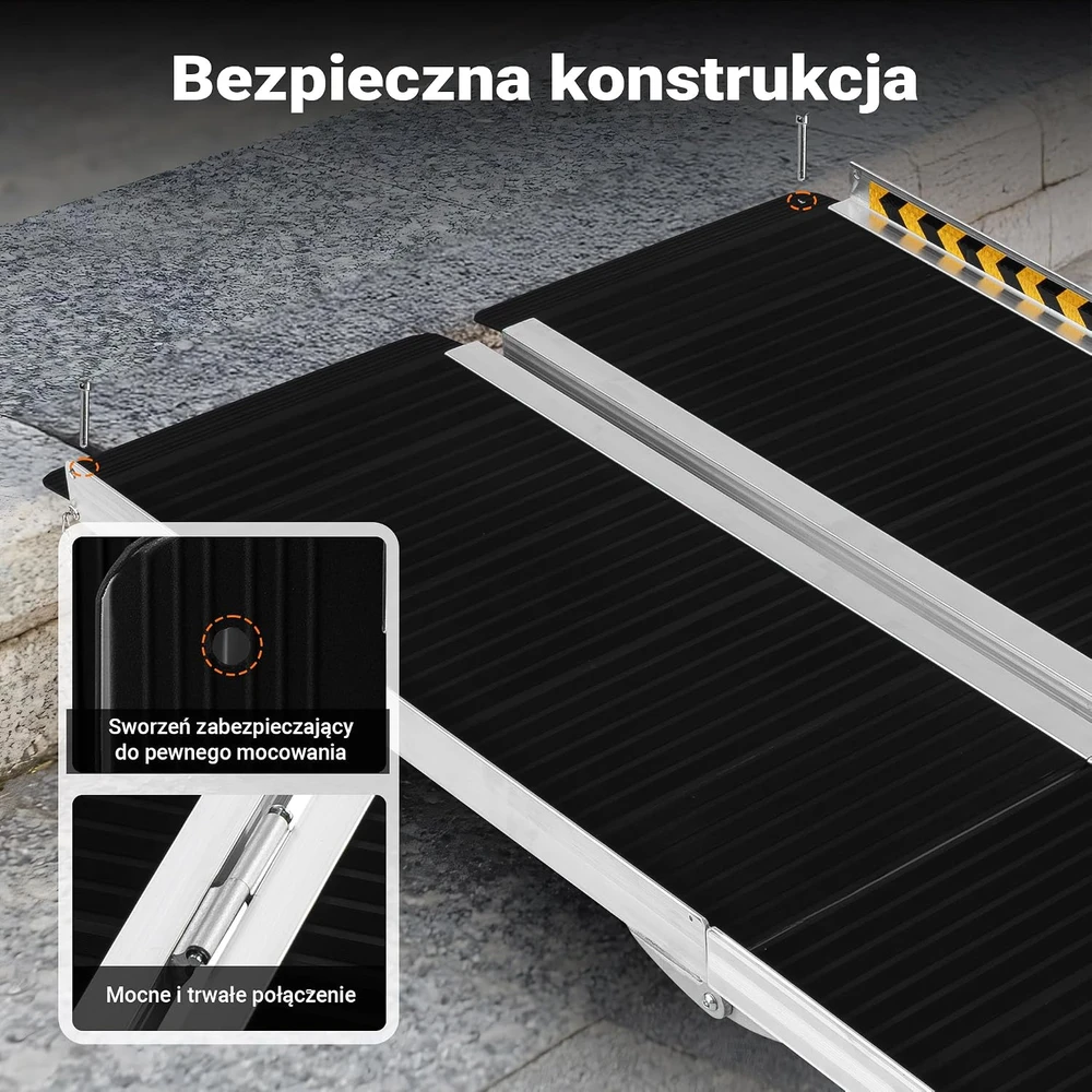 Wiltec sulankstoma aliumininė neįgaliųjų vežimėlio rampa 213 cm, iki 272 kg, 30250