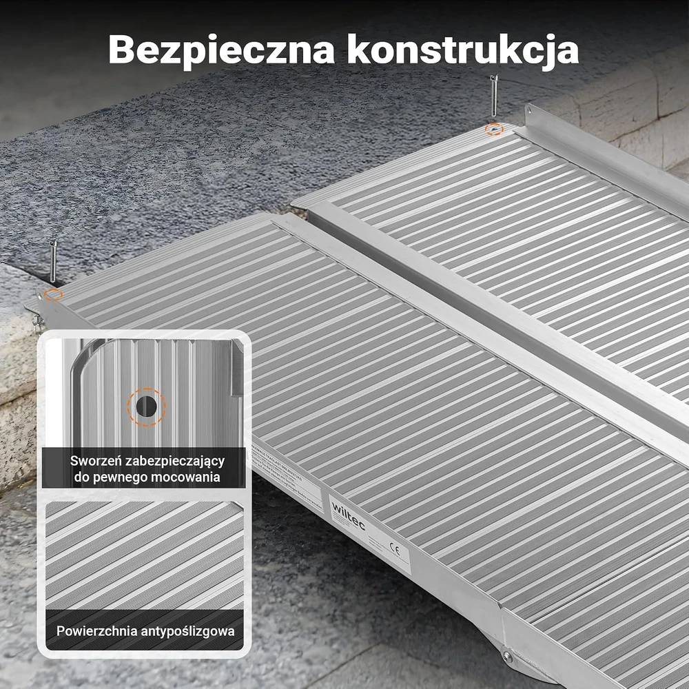 Wiltec sulankstoma aliumininė neįgaliųjų vežimėlio rampa 1830 x 720 mm, 270 kg, 30242