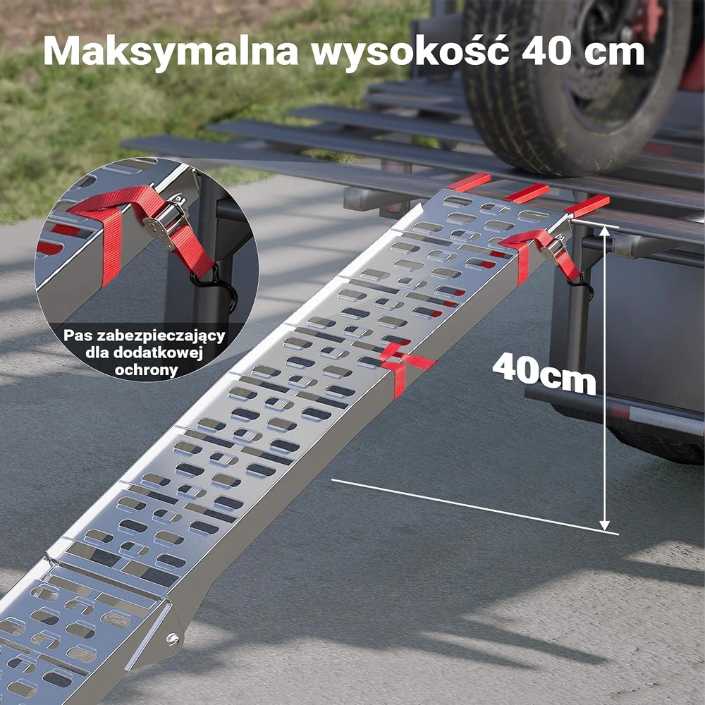Wiltec sulankstoma aliumininė užvažiavimo rampa 226 cm, 340 kg, 30182