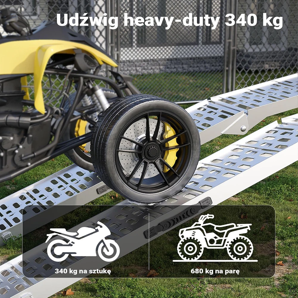 Wiltec sulankstoma aliumininė užvažiavimo rampa 226 cm, 340 kg, 30182