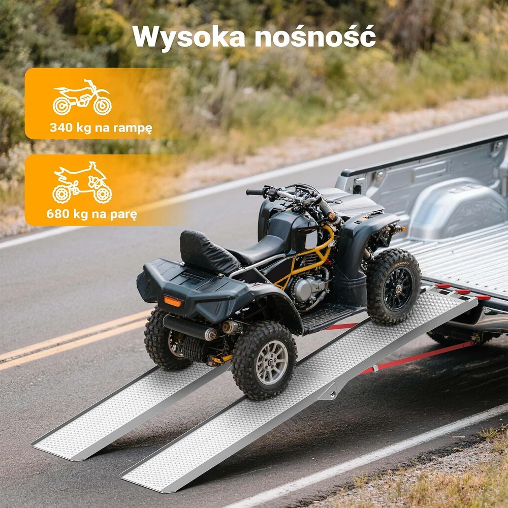 Wiltec sulankstoma aliumininė užvažiavimo rampa 215 cm, 340 kg, modelis 30193