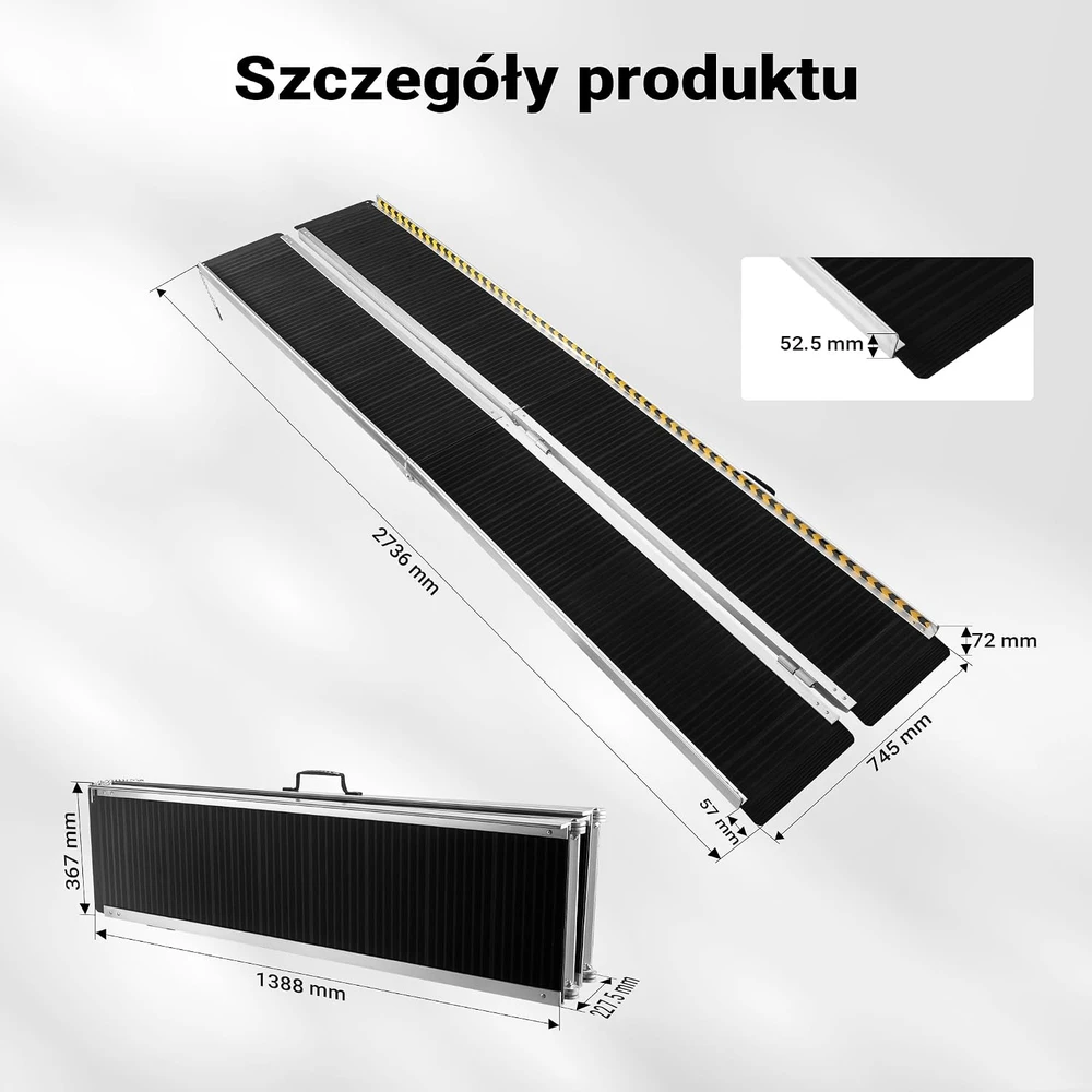 Wiltec sulankstoma neįgaliųjų vežimėlių rampa, 2,74 m, 272 kg, aliumininė, 30252