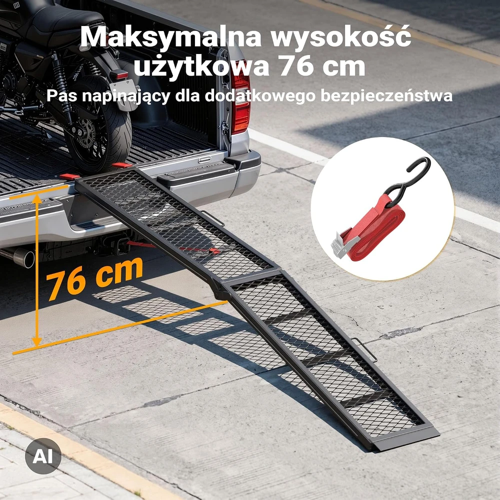 Wiltec sulankstoma pakrovimo rampa motociklams ir keturračiams, 203 cm, 340 kg, 62802