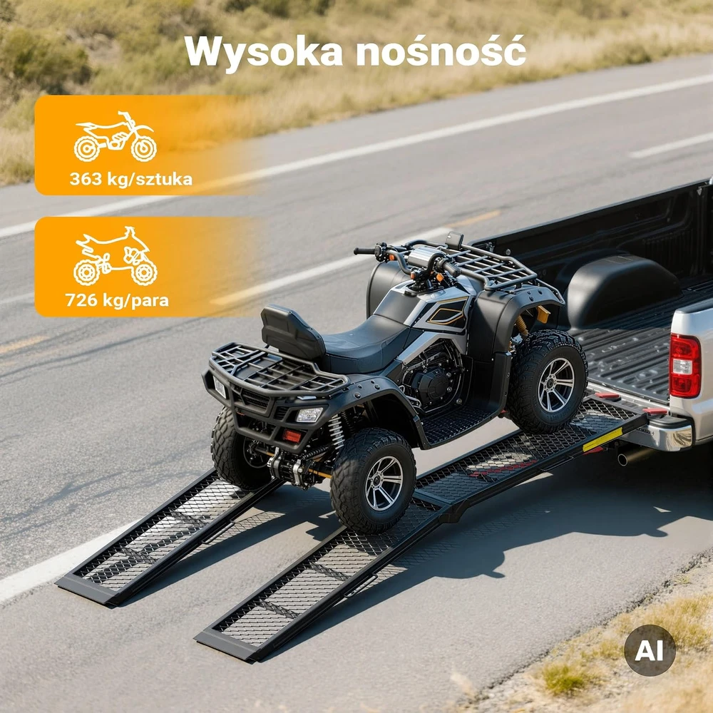 Wiltec sulankstoma pakrovimo rampa motociklams ir keturračiams, 203 cm, 340 kg, 62802