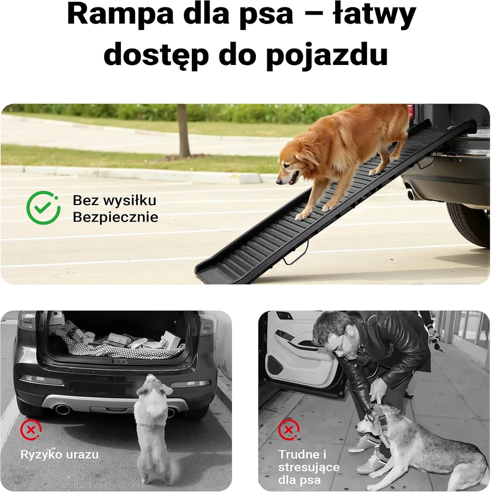 Wiltec sulankstoma rampa šunims automobiliui, 156 x 40 cm, iki 90 kg, 60884