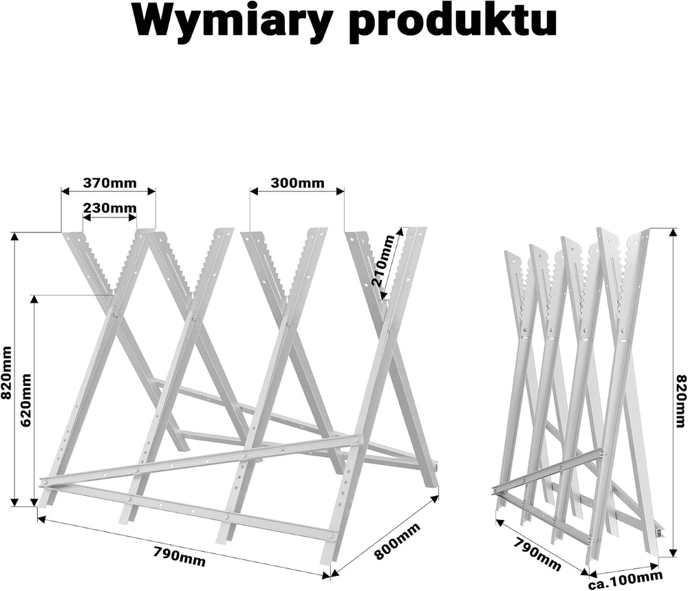 Wiltec sulankstomas malkų pjovimo stovas su 4 laikikliais, iki 100 kg, 63858