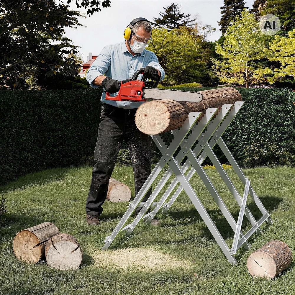 Wiltec sulankstomas malkų pjovimo stovas su 4 laikikliais, iki 100 kg, 63858