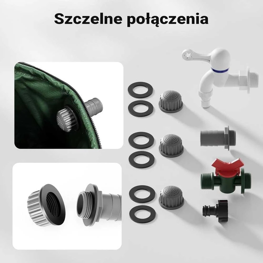 Wiltec surenkama lietaus vandens talpa 250 l, PVC 1000D, su čiaupu, 60 × 88 cm
