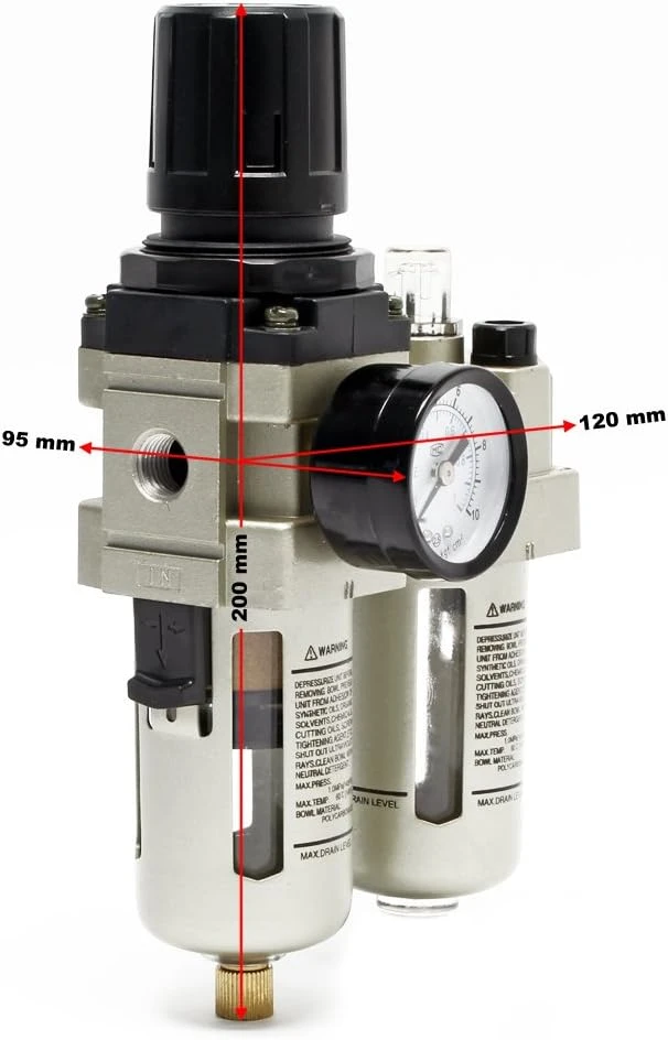Wiltec suslėgto oro priežiūros įrenginys su filtru ir reguliatoriumi 1/4 col., 10 bar, 51362