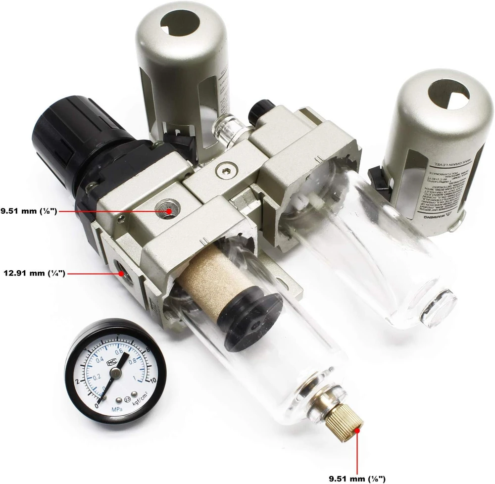 Wiltec suslėgto oro priežiūros įrenginys su filtru ir reguliatoriumi 1/4 col., 10 bar, 51362