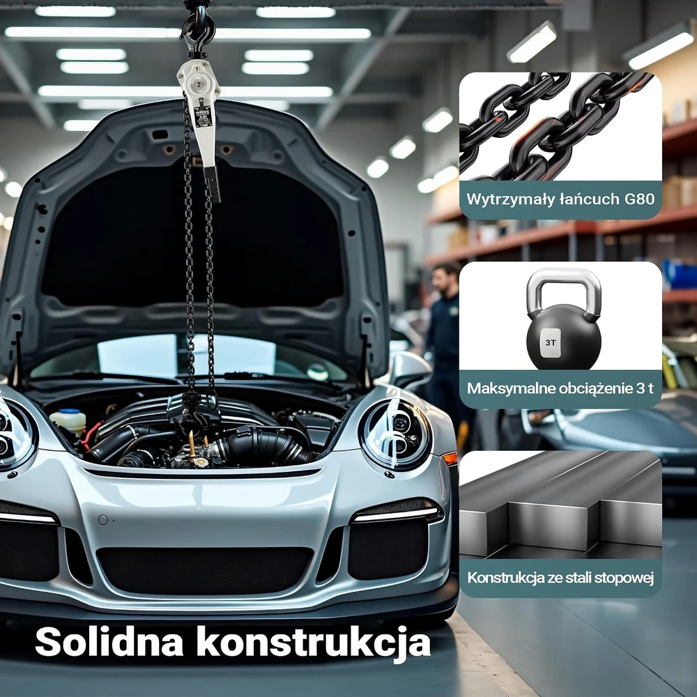 Wiltec svirtinis grandininis keltuvas 3 t, 1.5 m, su 360° pasukama rankena, modelis 65159