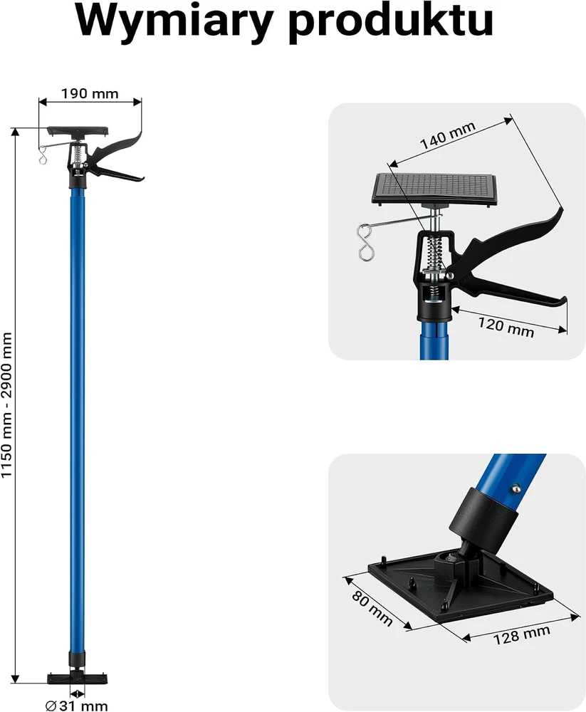 Wiltec teleskopinė montavimo atrama 115–290 cm, 30 kg, 61024