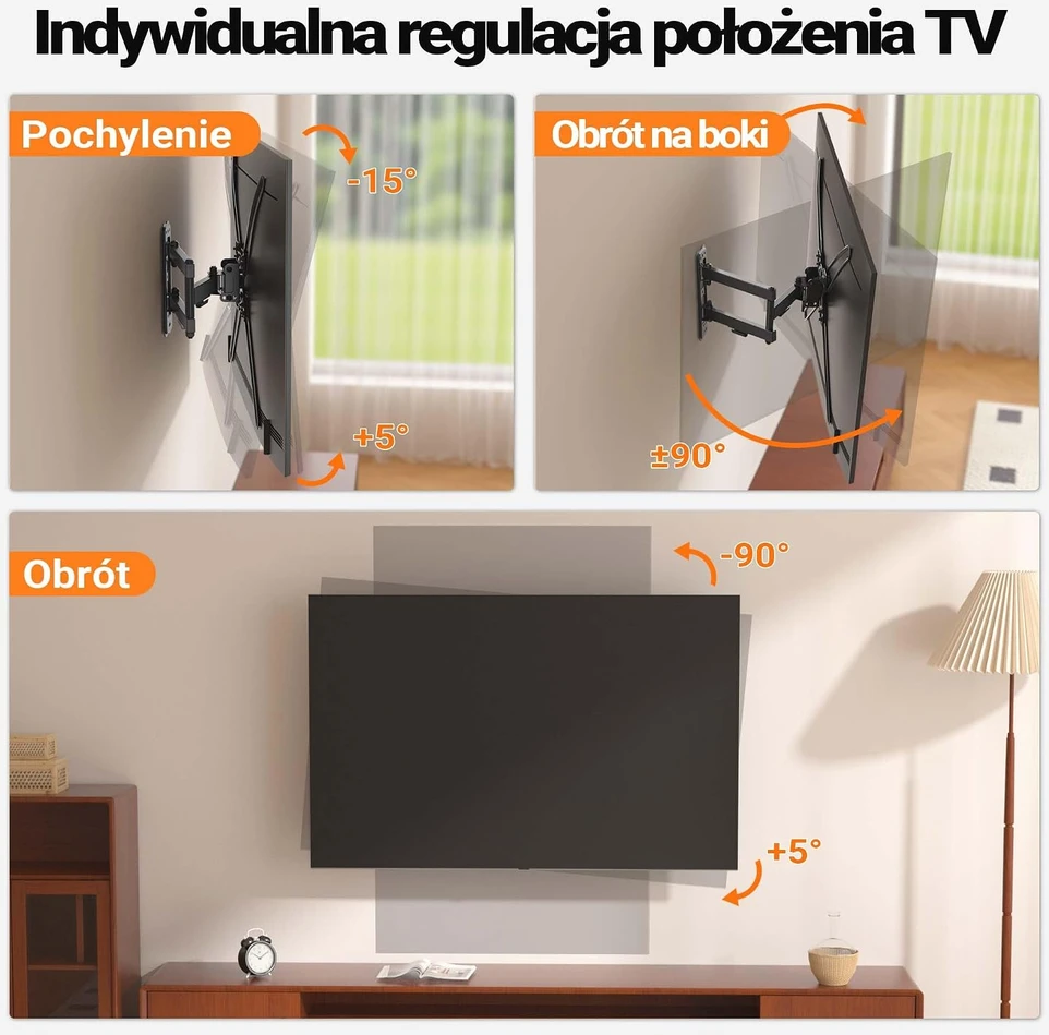 Wiltec televizoriaus sieninis laikiklis 13–55 col., iki 25 kg, pasukamas ir pakreipiamas, 65429