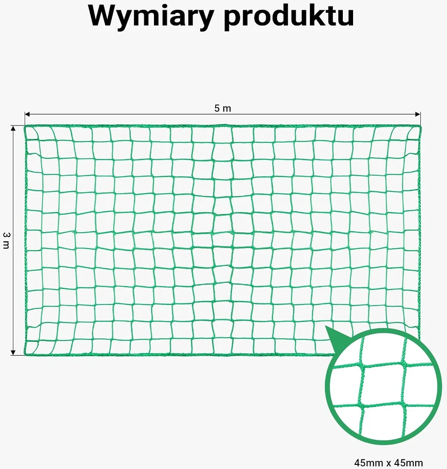 Wiltec transportinis tinklas iš polipropileno 5 x 3 m, žalias, 3 mm, modelis 62923