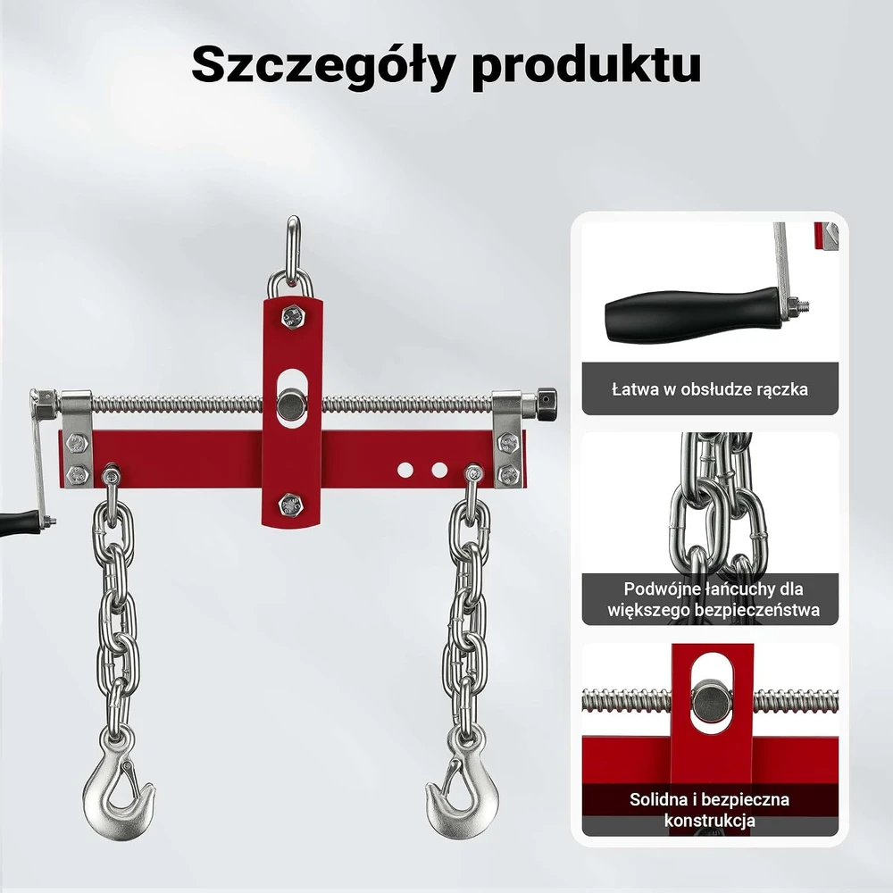 Wiltec variklio balansyras 900 kg su keturiomis grandinėmis 60386