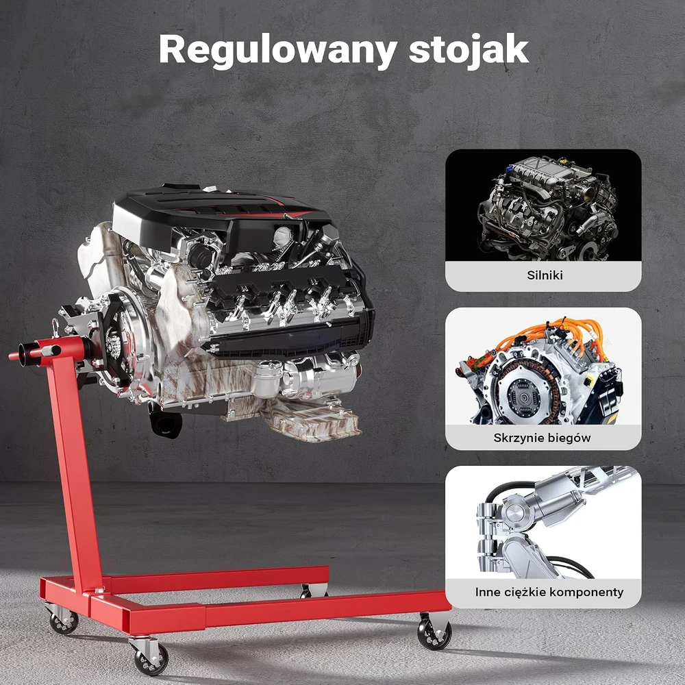 Wiltec variklio stovas 570 kg su pasukamu laikikliu ir ratukais, modelis 51744