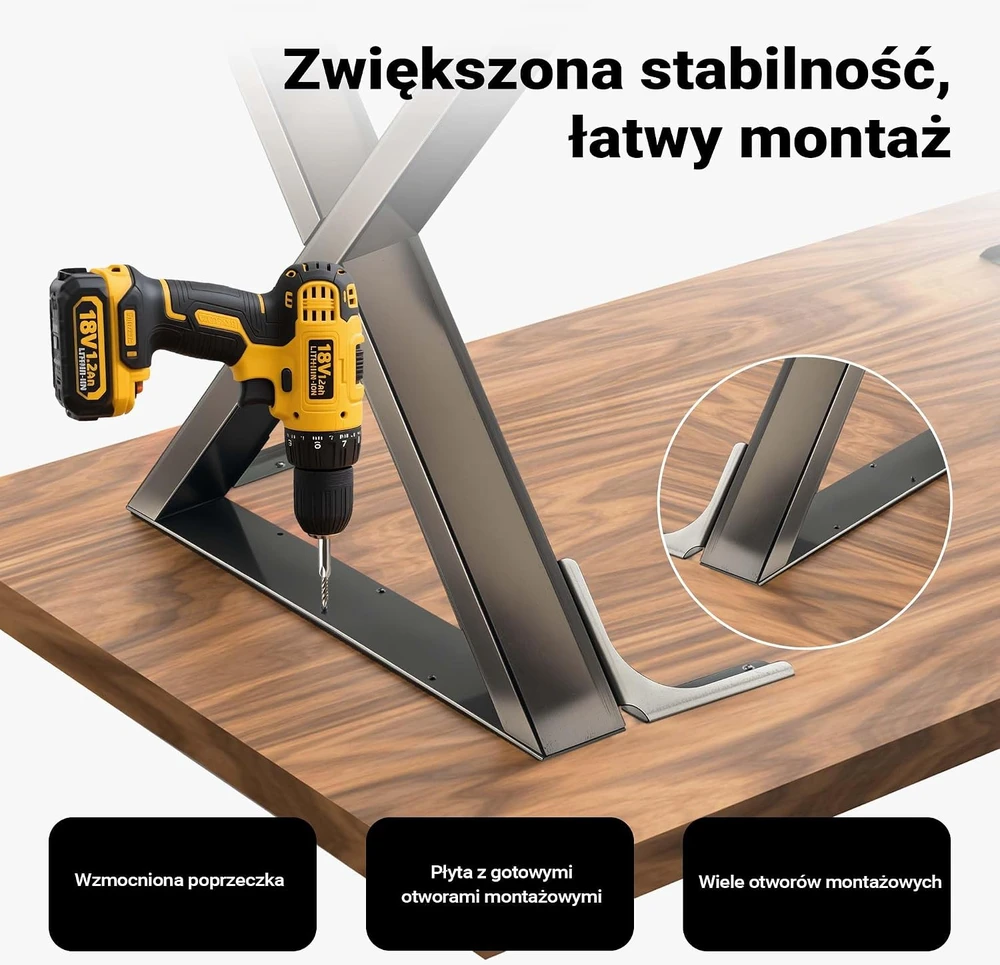 Wiltec X formos plieninės stalo kojos 72 x 60 cm, 200 kg, modelis 60864
