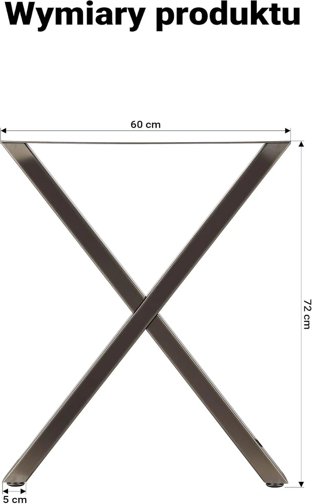 Wiltec X formos plieninės stalo kojos 72 x 60 cm, 200 kg, modelis 60864