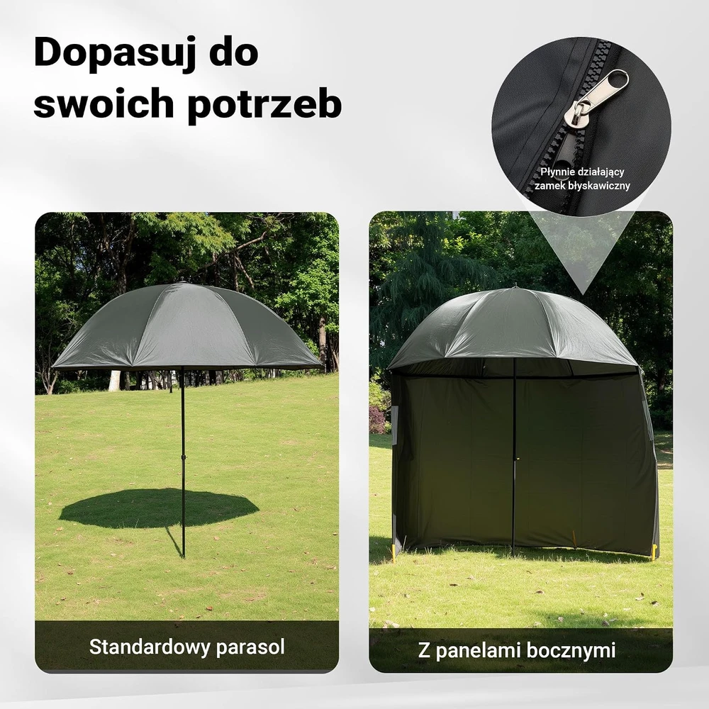 Wiltec žvejybos skėtis-palapinė 250 cm su šonais ir langais, vandeniui atsparus, 62711
