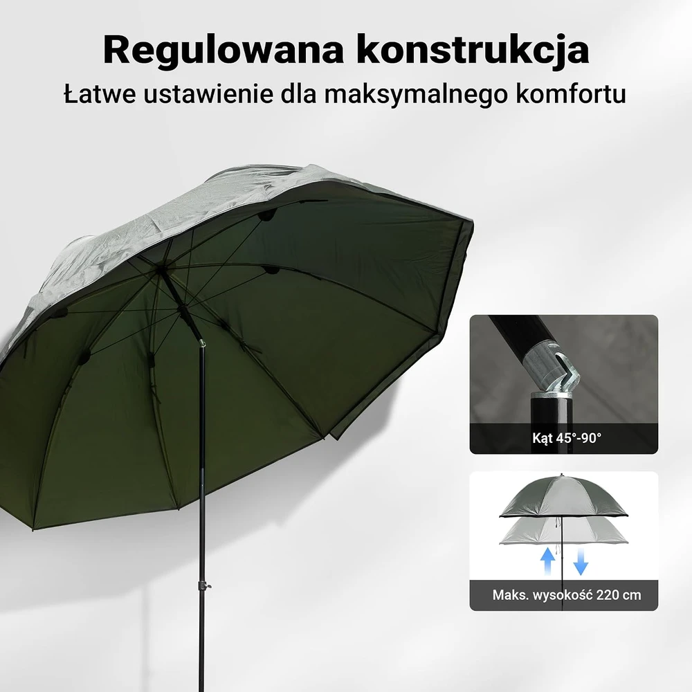 Wiltec žvejybos skėtis-palapinė 250 cm su šonais ir langais, vandeniui atsparus, 62711