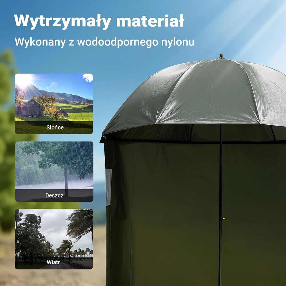 Wiltec žvejybos skėtis-palapinė 250 cm su šonais ir langais, vandeniui atsparus, 62711