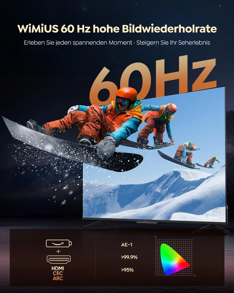 WiMiUS išmanusis projektorius Full HD 1080p, 1000 ANSI lm, Wi-Fi 6, Bluetooth P62 Pro