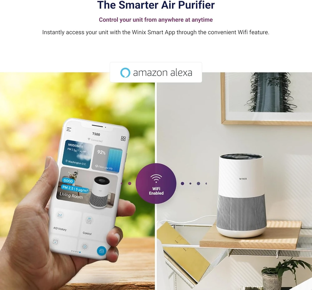 Winix oro valytuvas su HEPA filtru, Wi-Fi, CADR 250 m³/h, iki 50 m², T500