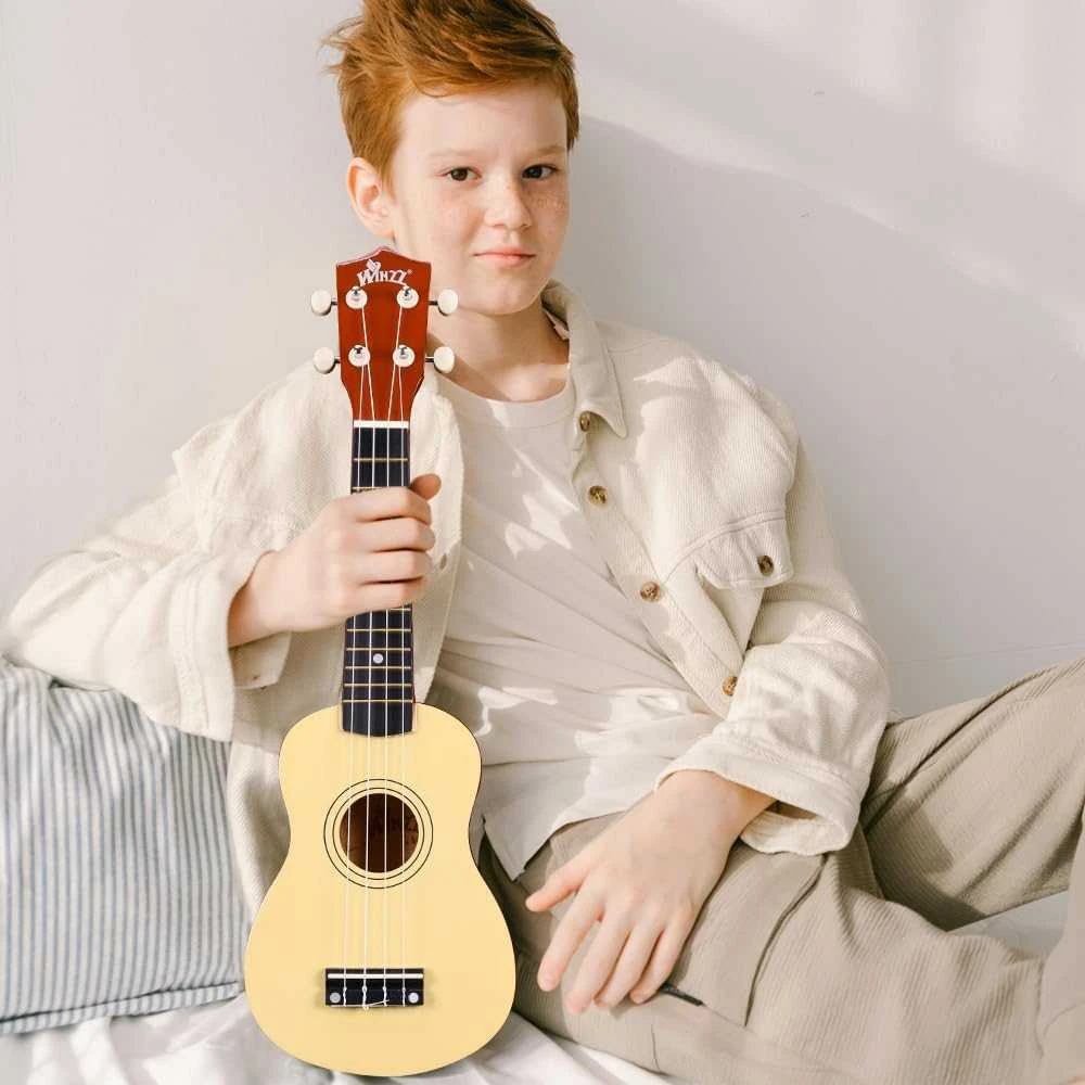 Winzz Sopraninės ukulelės rinkinys pradedantiesiems, balta