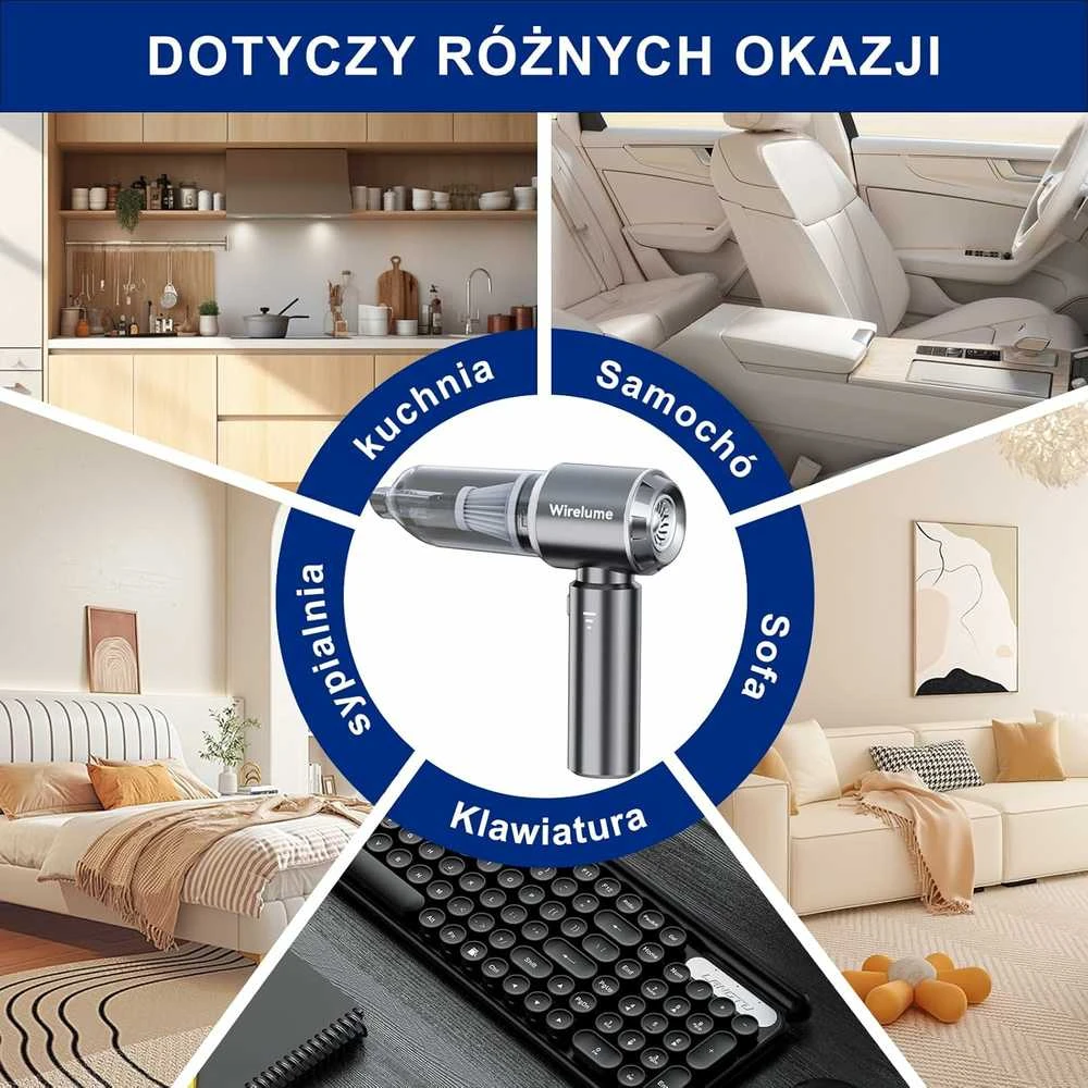 Wirelume belaidis rankinis dulkių siurblys 22000Pa 120 W HEPA filtras akumuliatorinis ST-6653Plus
