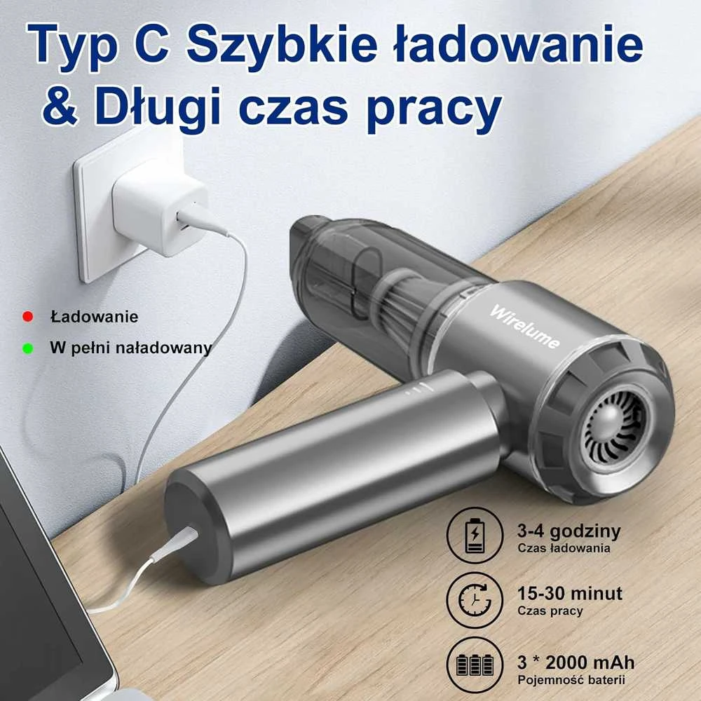 Wirelume belaidis rankinis dulkių siurblys 22000Pa 120 W HEPA filtras akumuliatorinis ST-6653Plus