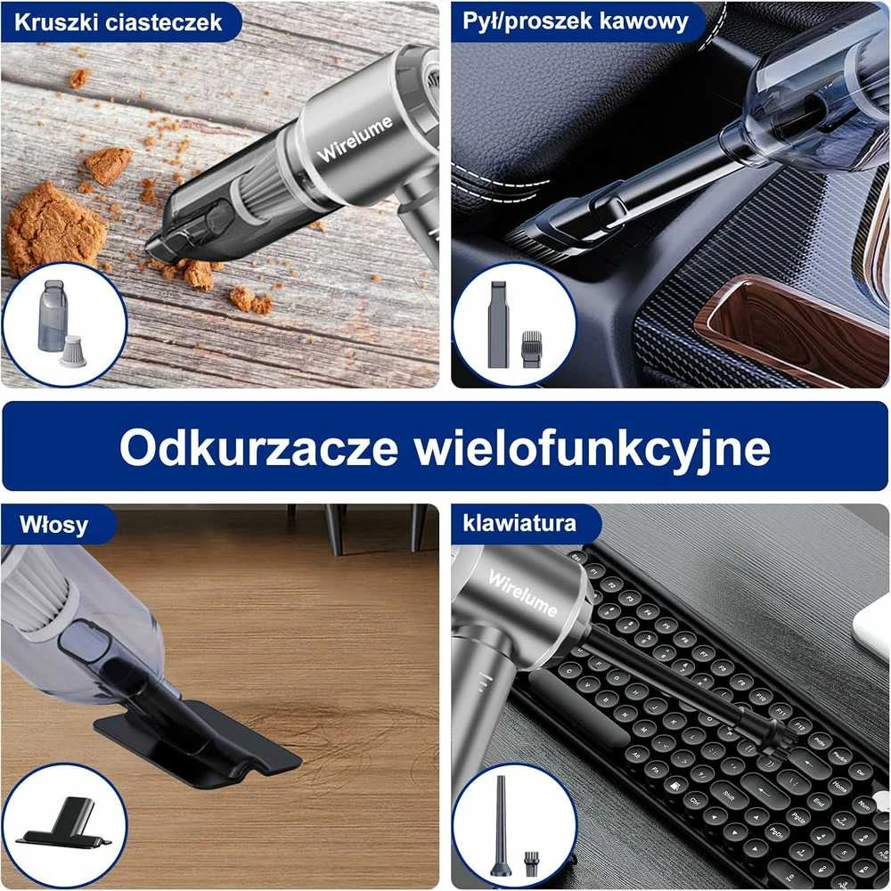Wirelume belaidis rankinis dulkių siurblys 22000Pa 120 W HEPA filtras akumuliatorinis ST-6653Plus