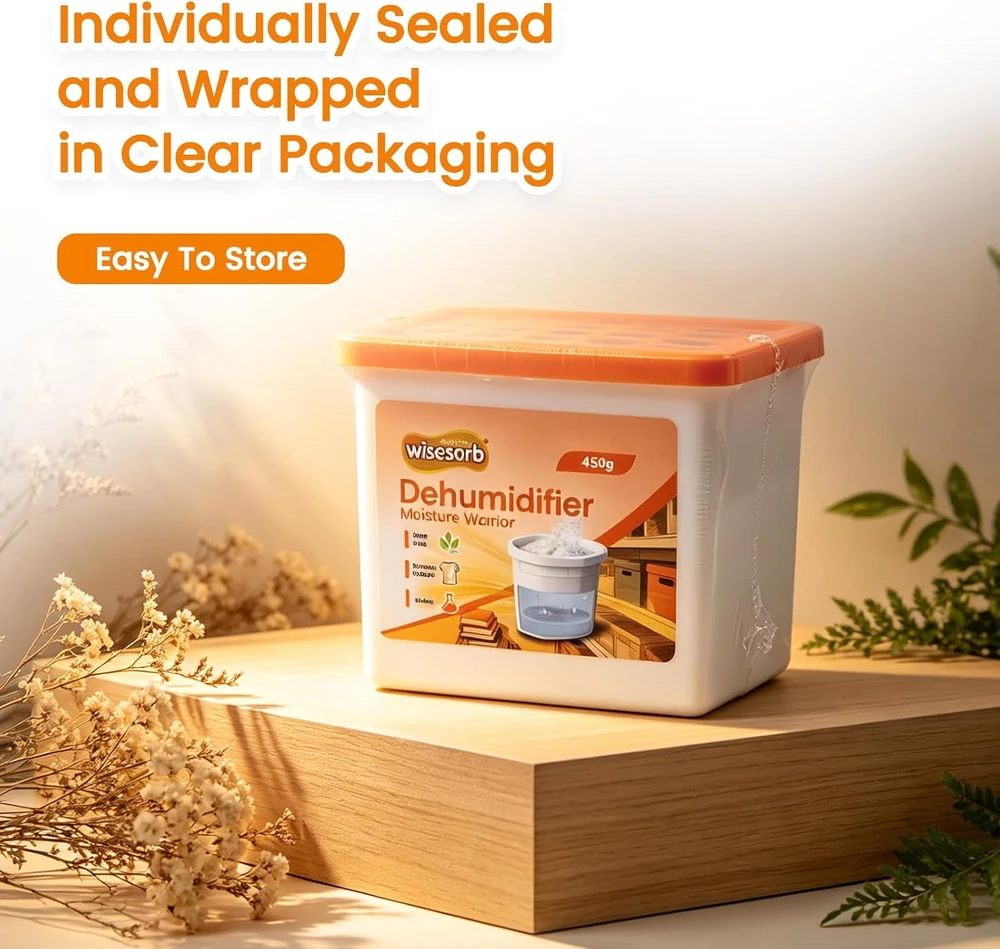 Sausintuvas Wisesorb drėgmės sugėriklis su kalcio chloridu, bekvapis, 3 × 450 g, Moisture Absorbers