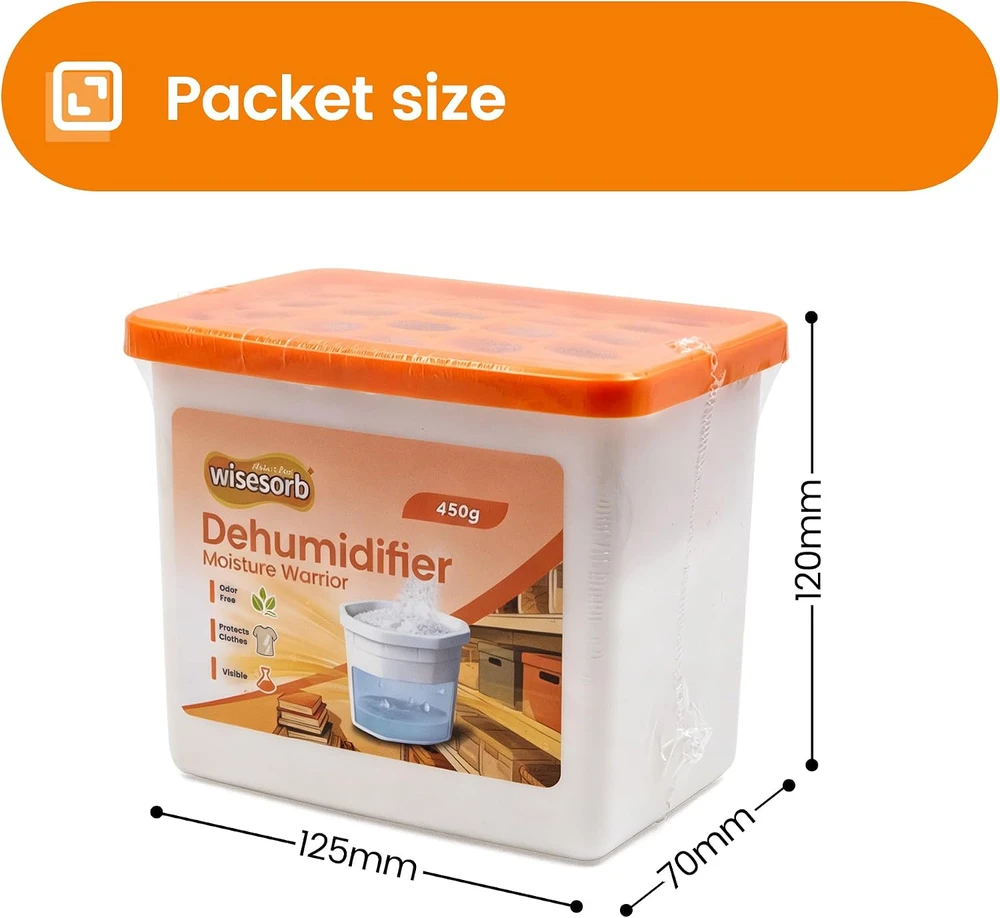 Sausintuvas Wisesorb drėgmės sugėriklis su kalcio chloridu, bekvapis, 3 × 450 g, Moisture Absorbers