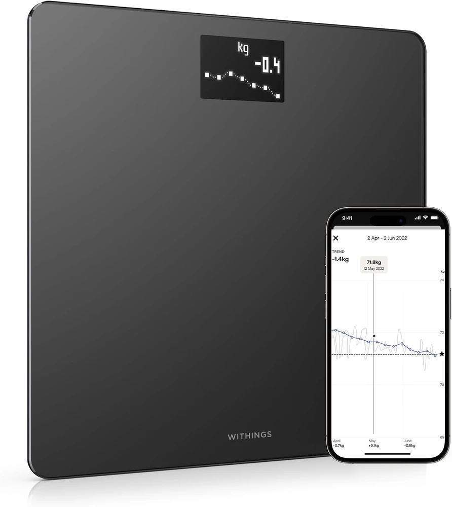 Withings Body išmaniosios svarstyklės, juodos spalvos (WBS06-Black-All-Inter)